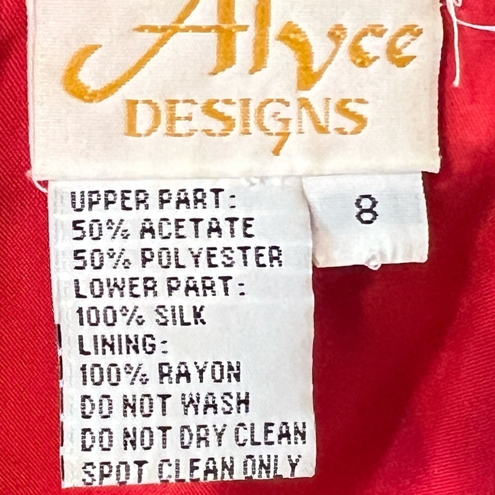 VTG Alyce Designs Red Sequin Roaring Midi Dress • Sz 8 Poly/ Silk - Picture 15 of 16